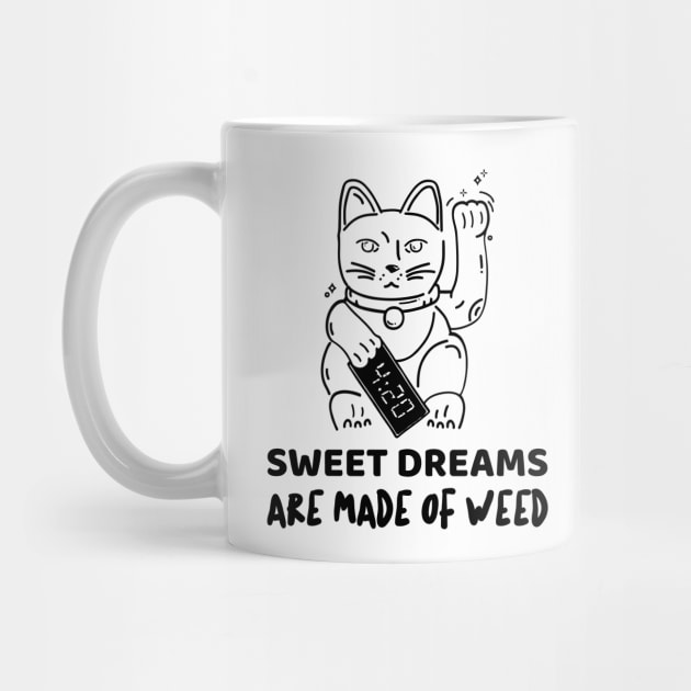 Funny cat dreaming because of weed by Purrfect Shop